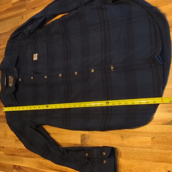 Carhartt Rugged FlexFlannel blue/black BuffaloCheck button down top/Tunic XSmall - Picture 12 of 16